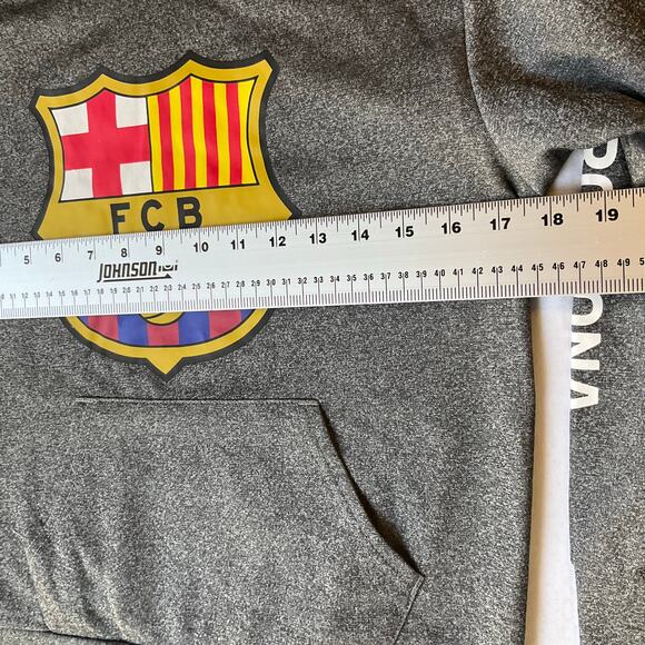 FCB Kid’s Sweatshirt size M Long Sleeve Hoodie Fleece Fan Club Barcelona Gray - Picture 3 of 9
